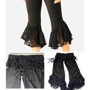 Bellydance Lace Bell Bottom Pants – Boho Festival Capri Leggings Small